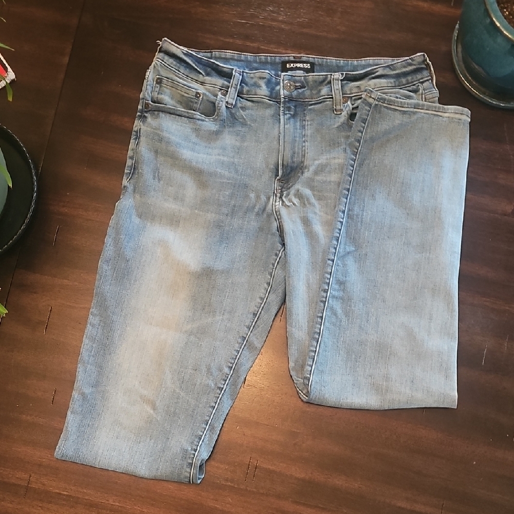 Express Blue Straight Jeans with Soft Denim